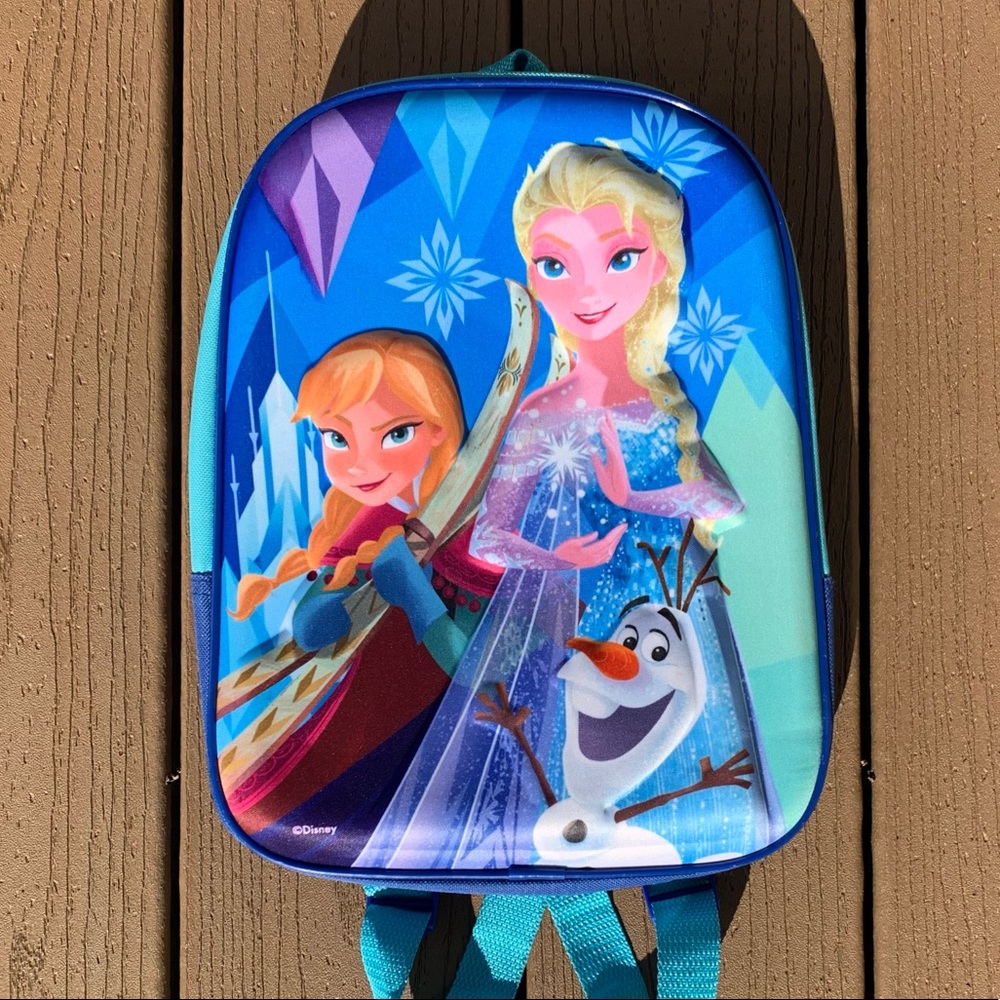 FROZEN ELSA & ANNA 3 DIMENSIONAL BACKPACK BOOK BAG WITH PADDED SHOULDER STRAPS